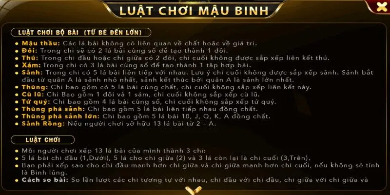 Cách chơi bài mậu binh với luật lệ chi tiết